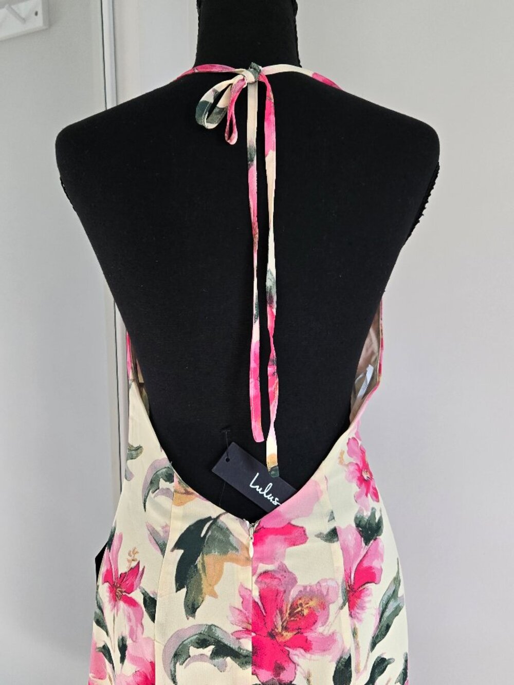 Lulus Harleigh Light Yellow Floral Halter Midi Dress Small Chiffon New With Tags - Picture 14 of 17